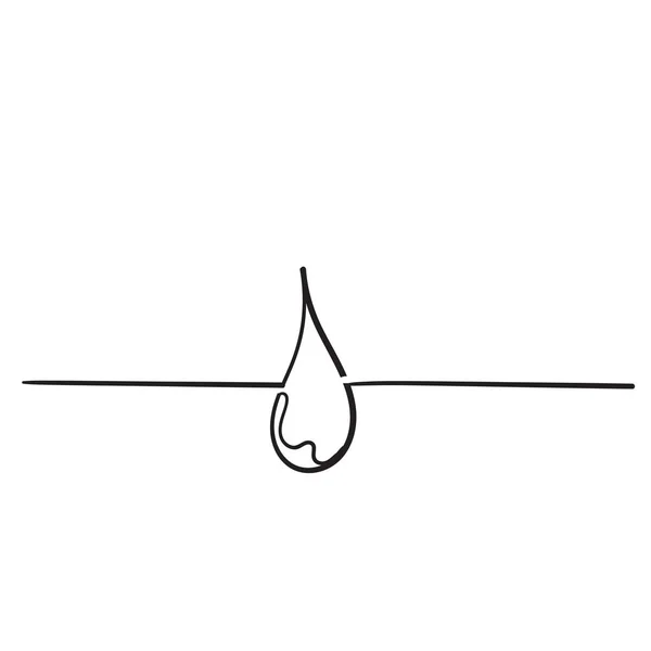 Ikona kapek vody. Liquid drop symbol ilustrace s ručně kreslený styl čmáranice — Stockový vektor