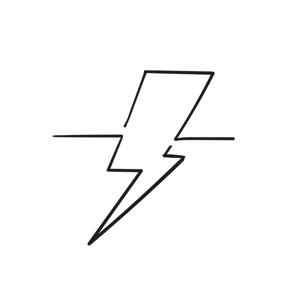 Hand drawn doodle lightning thunder strike illustration with single line — Stock Vector