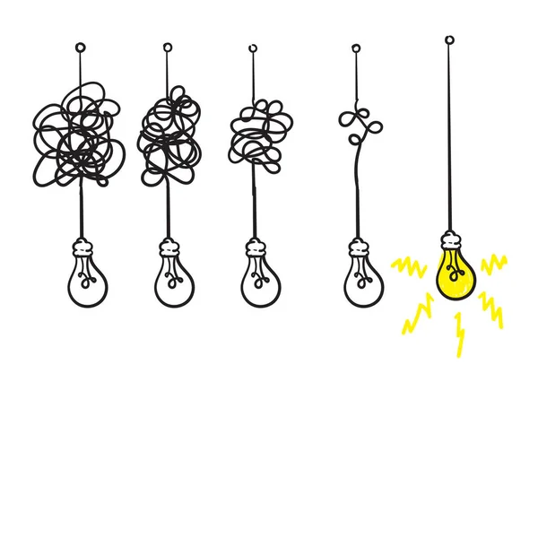 Simplifier le complexe avec l'idée d'ampoule illustration doodle — Image vectorielle