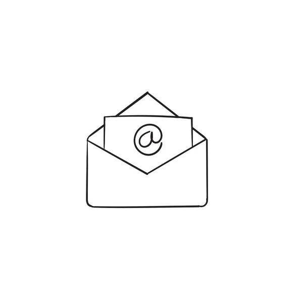 Enveloppe ouverte dessinée à la main Symbole de courrier électronique, conception de site Web, application mobile, ui. vecteur — Image vectorielle
