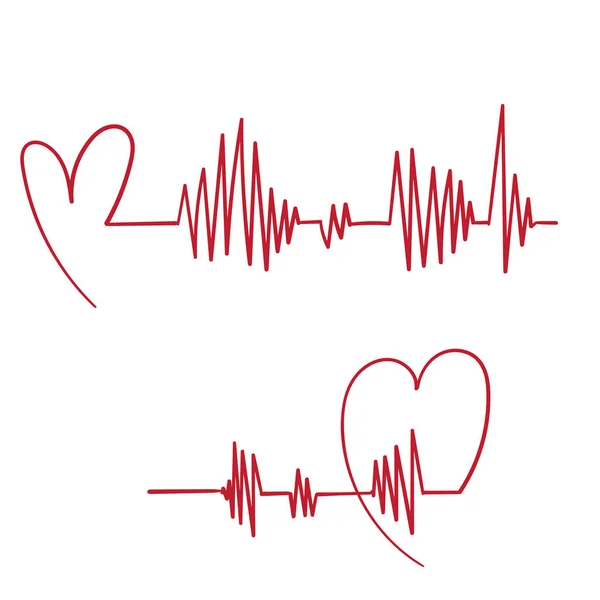 Saúde médica batimento cardíaco pulso ilustração com vetor doodle desenhado à mão — Vetor de Stock