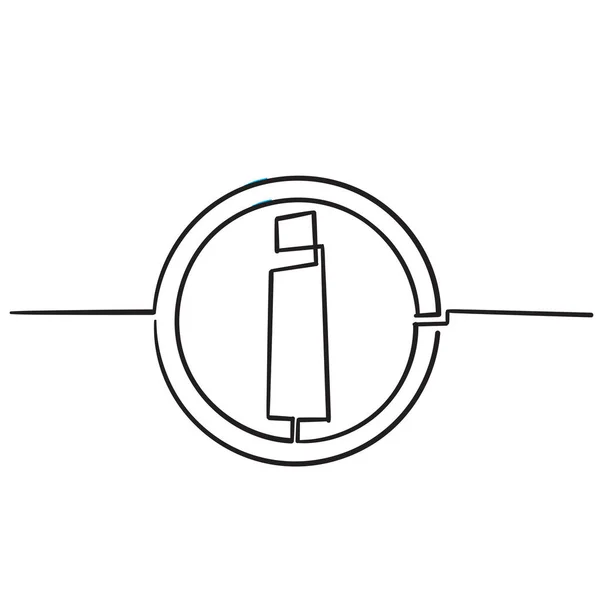 Segno informativo, icona delle informazioni con vettore disegnato a mano in stile doodle — Vettoriale Stock