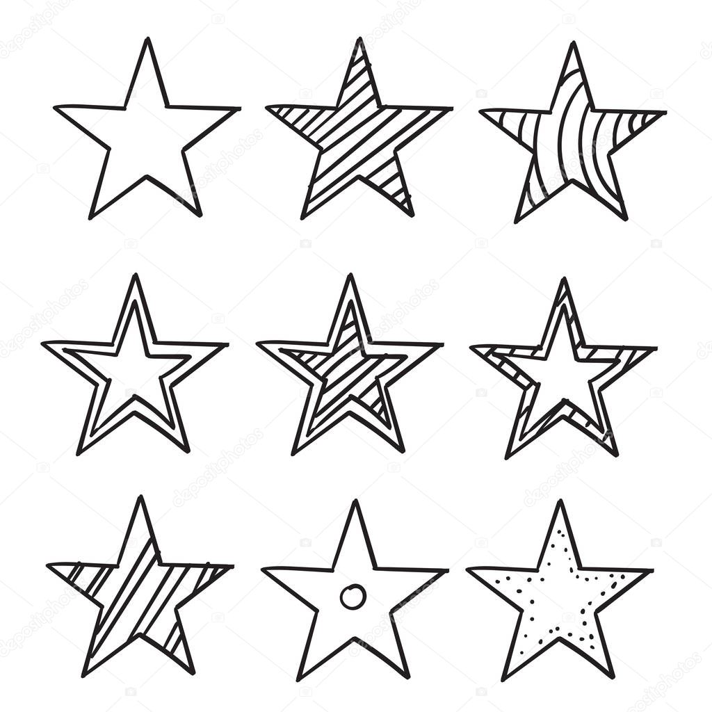 Doodle stars illustration handdrawn cartoon style isolated