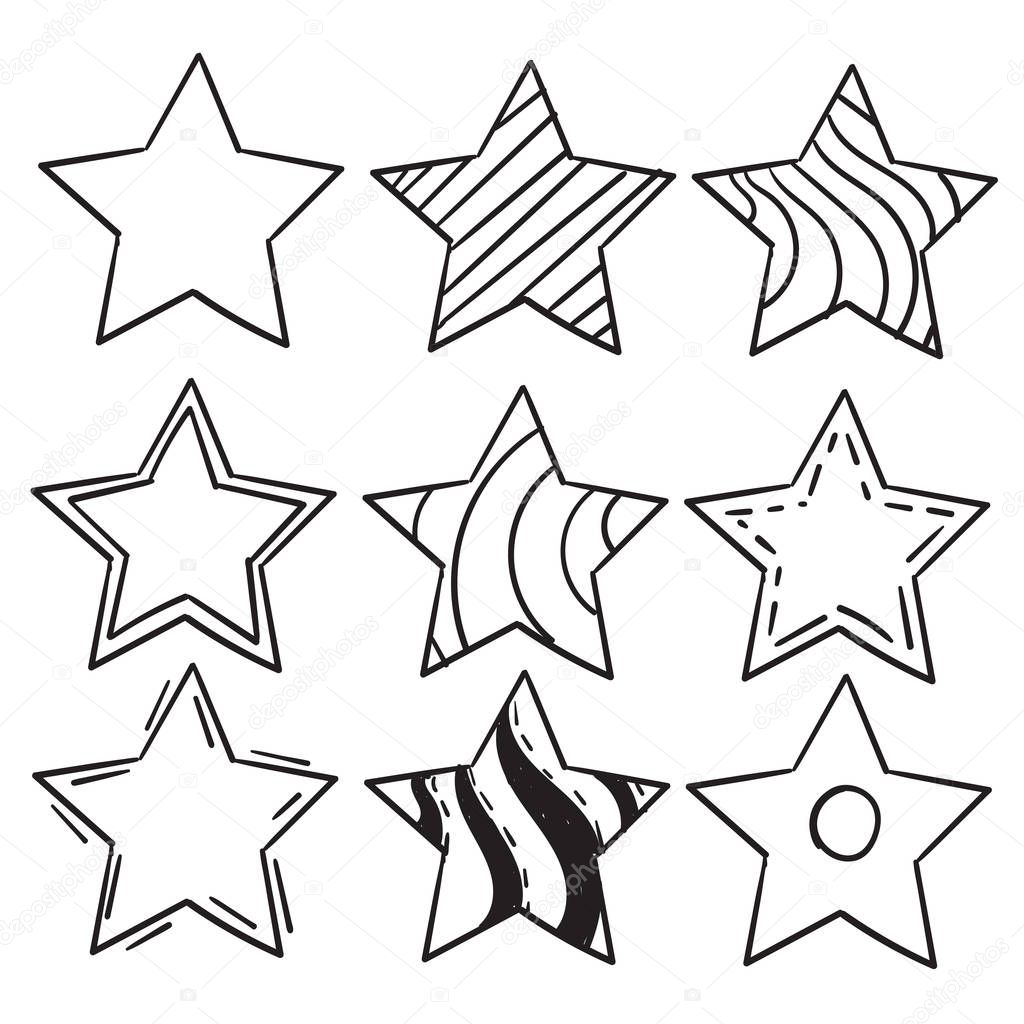 Doodle stars illustration handdrawn cartoon style isolated