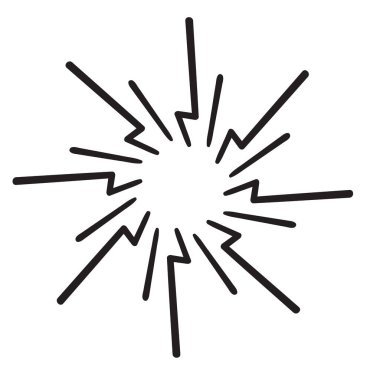 Karalama tasarımı ögesi, yıldız patlaması karalama, ışıltılı karalama, havai fişek karalama. Çizgi film tarzı vektör