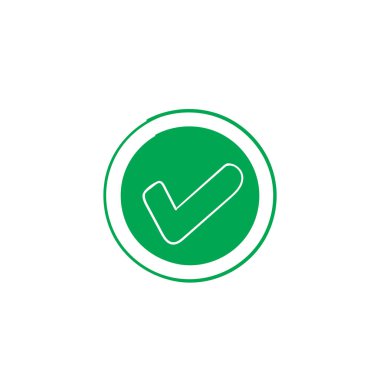 Yeşil işaret simgesi. Yeşil kene sembolü. El çizimi karikatür biçimi ile vektör kontrol simgesi