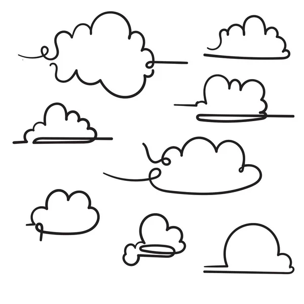 Doodle nube ilustración vector con estilo dibujado a mano — Vector de stock