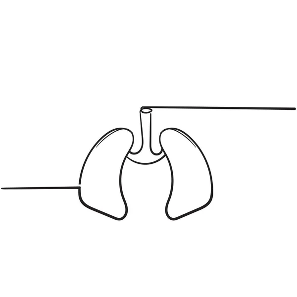 手書き風の肺イラストアイコンをドードル — ストックベクタ