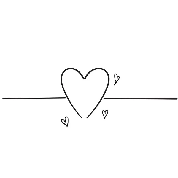 Doodle hart liefde pictogram teken met enkele continue lijn vector — Stockvector
