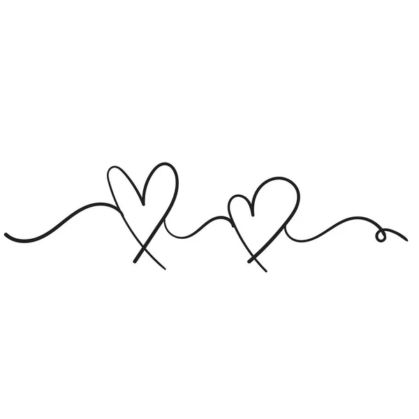 Segno icona amore cuore doodle con singolo vettore linea continua — Vettoriale Stock