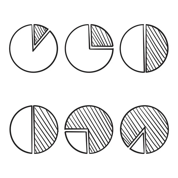 Cirkeldiagram mall illustration med handritade klotter stil vektor — Stock vektor