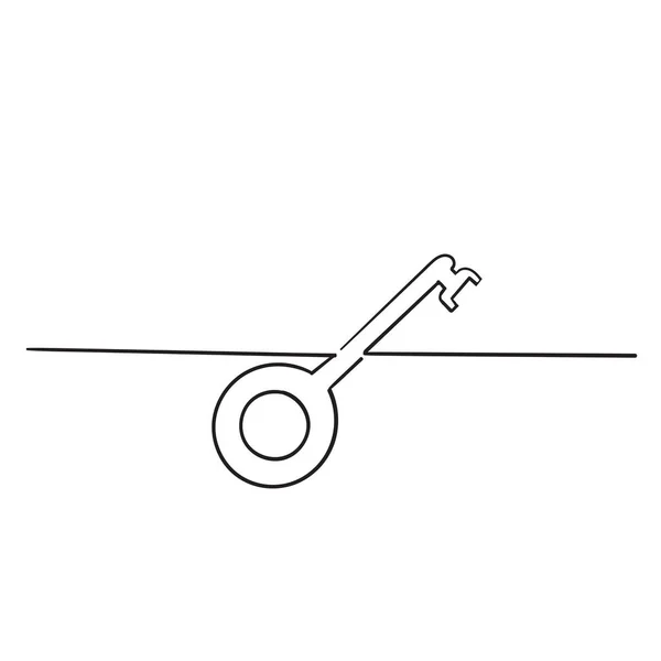Key icon design with hand drawn doodle continuous line design vector — 스톡 벡터