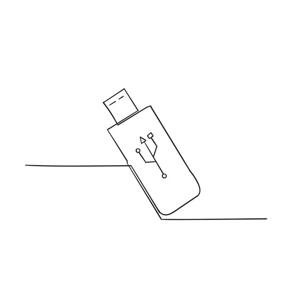 Vettore icona USB. Simbolo icona flash drive con vettore in stile doodle disegnato a mano — Vettoriale Stock