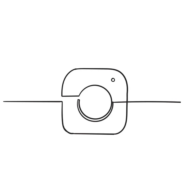 Значок камери з намальованою рукою простою лінією малювання каракулів вектор — стоковий вектор