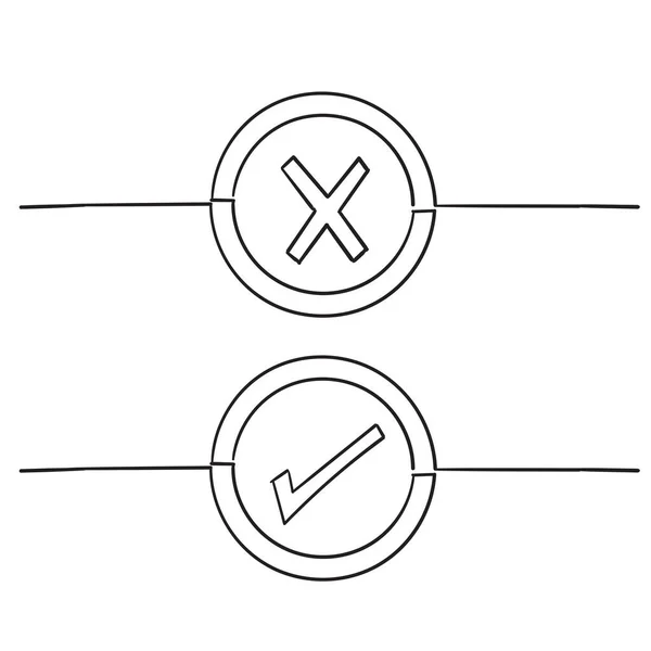 Verificar marca e ícones cruzados Ícones de linha vetorial conjunto isolado no fundo branco —  Vetores de Stock