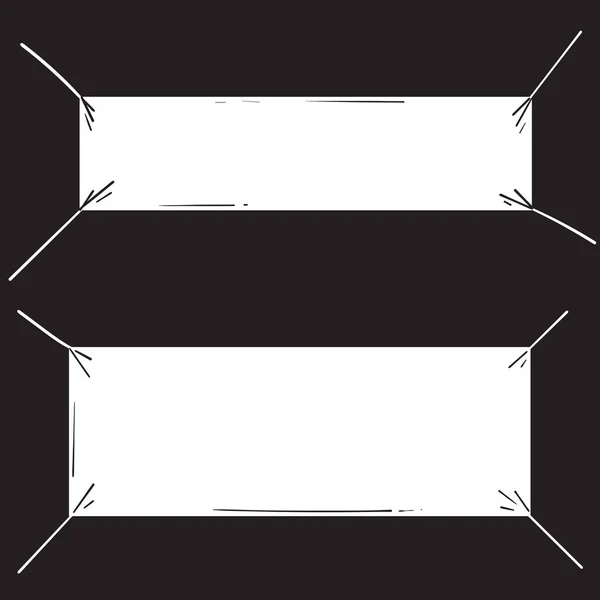 Weiße Textilbanner. leere Stofffahne hängende Leinwand Verkauf Band horizontale Vorlage Werbung Tuch Vektor Banner-Set mit handgezeichneten Doodle Cartoon-Stil Vektor — Stockvektor