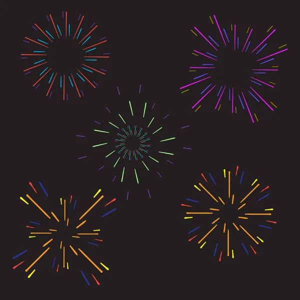 Festliches Feuerwerk. Feier Party Feuerwerk, Festival Feuerwerk, Feiertag gefeiert bunten Himmel Feuer Explosion Sterne, Geburtstag oder Weihnachten feiern isolierte Vektor Hintergrund mit Doodle — Stockvektor