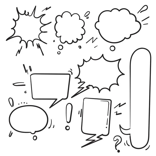 Sprechblasen. Vintage-Wortblasen, Retro-Schampus-Comicformen. Denk- und Sprechwolken mit Doodle-Vektor-Set — Stockvektor