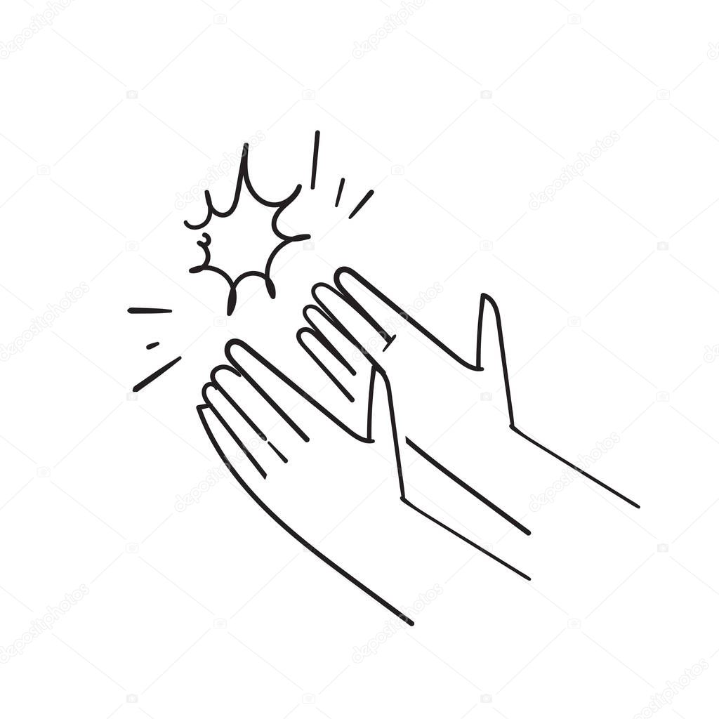 doodle sketch style hand applause cartoon style vector