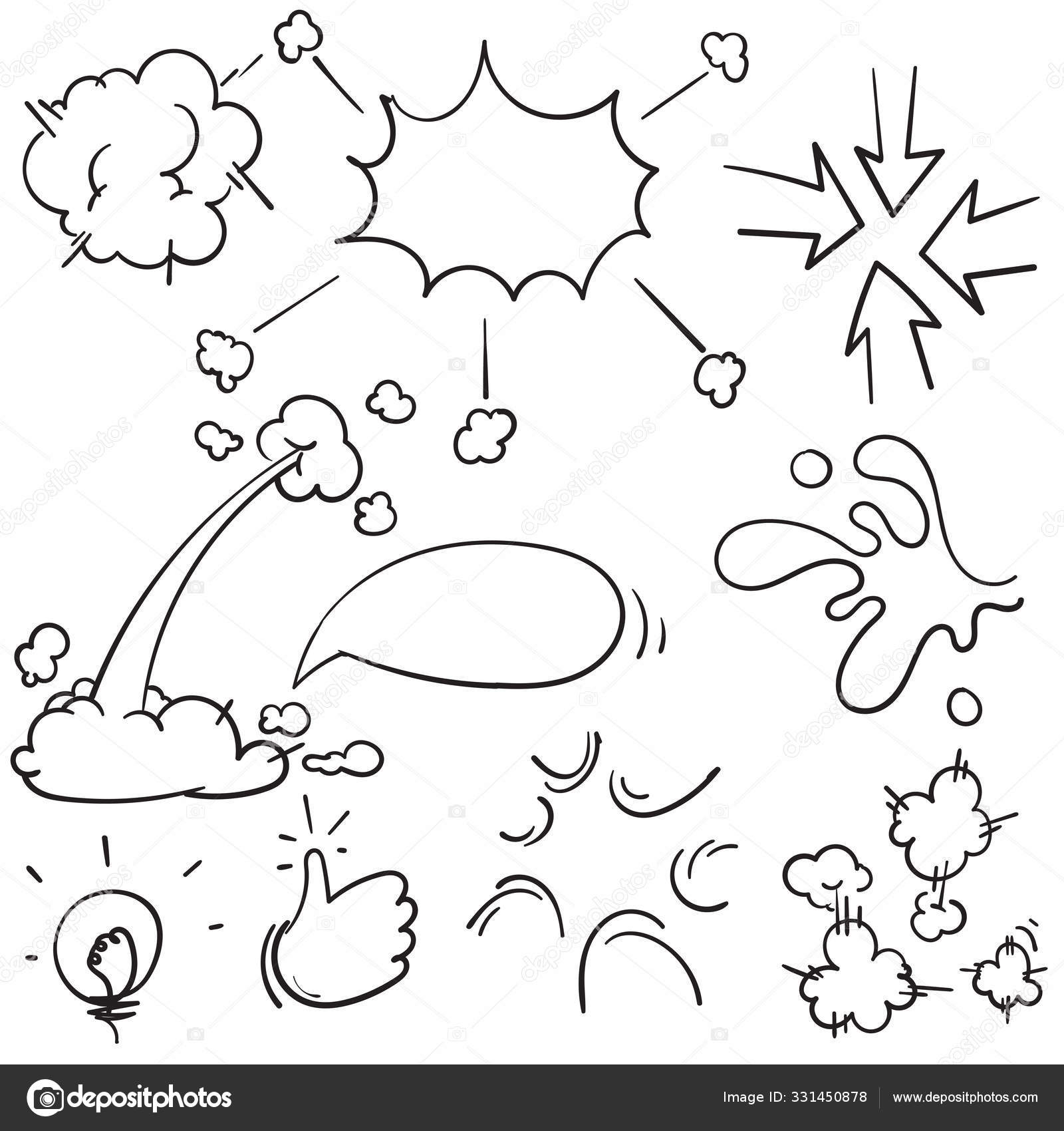 Speed hand drawn fast motion clouds, smoke blast or puff cloud