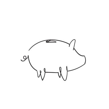 Piggy Bank simge tasarım şablonu el çizimi aralıksız çizgi biçimi vektörü