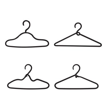 Elle çizilmiş elbise askısı. Askı simgesi vektörü beyaz arkaplanda izole edildi