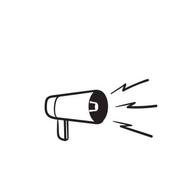 Loud Speaker Icon, Megaphone Icon Vector Illustration In hand drawn doodle Style Eps10 clipart