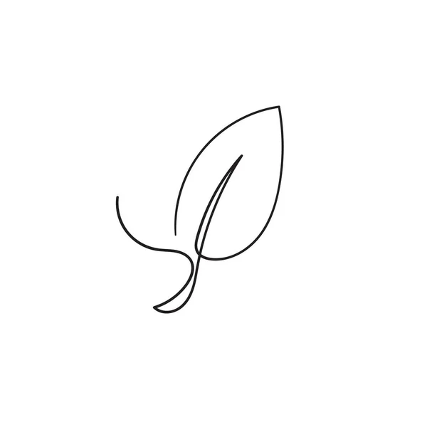Ilustração de ícone de folha desenhada à mão com vetor de conceito de doodle de linha única — Vetor de Stock