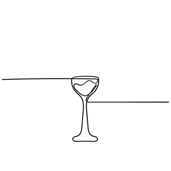Bicchiere di vino icona. Simbolo di vino rosso versare bevanda bevanda silhouette, bicchiere cup.with disegnato a mano linea continua stile — Vettoriale Stock