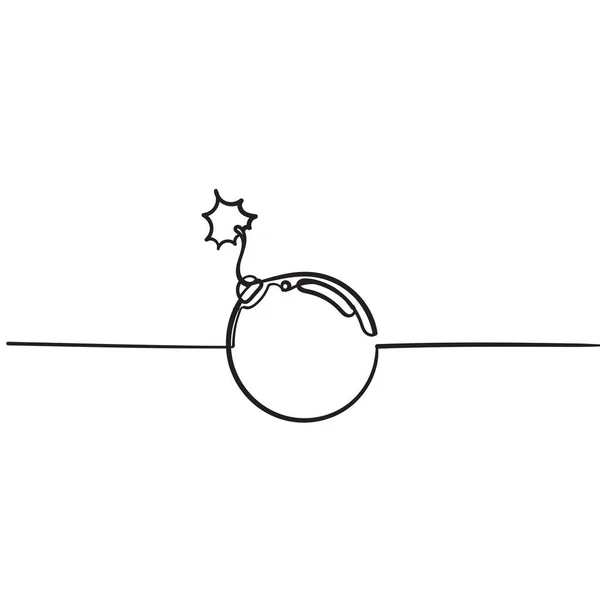 Bomba con stoppino in fiamme su sfondo bianco disegnato a mano doodle stile cartone animato — Vettoriale Stock