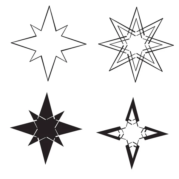 星のアイコン。キラキラと輝くバースト白い背景に隔離された手描きのドアラインアートスタイルでベクトルシンボルスター — ストックベクタ