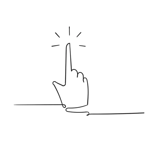 Icono de puntero de mano en garabato dibujado a mano vector de estilo de línea continua aislado en vector blanco — Vector de stock