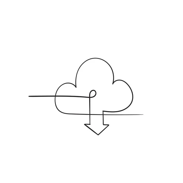 Baixar ícone de armazenamento em nuvem ilustração com estilo doodle desenhado à mão — Vetor de Stock