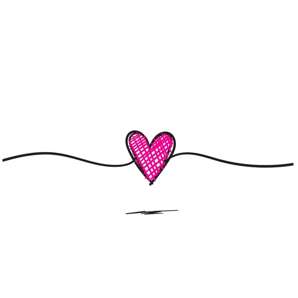 Kontinuerlig linje hjärta med klotter handritad stil illustration vektor isolerad — Stock vektor
