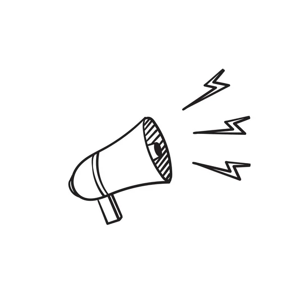 Loud Speaker Icon, Megaphone Icon Vector Illustration In hand drawded doodle Style Eps10 — стоковий вектор