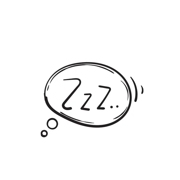 Doodle zzz símbolo de ilustración para somnoliento aislado sobre fondo blanco — Vector de stock