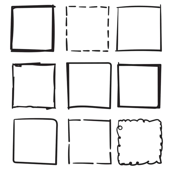 Serie di scatole di scarabocchi illustrazione con vettore stile disegnato a mano isolato — Vettoriale Stock