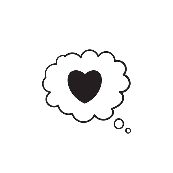 Message Bubble Love vector Icon with hand drawn doodle cartoon style isolated — 스톡 벡터