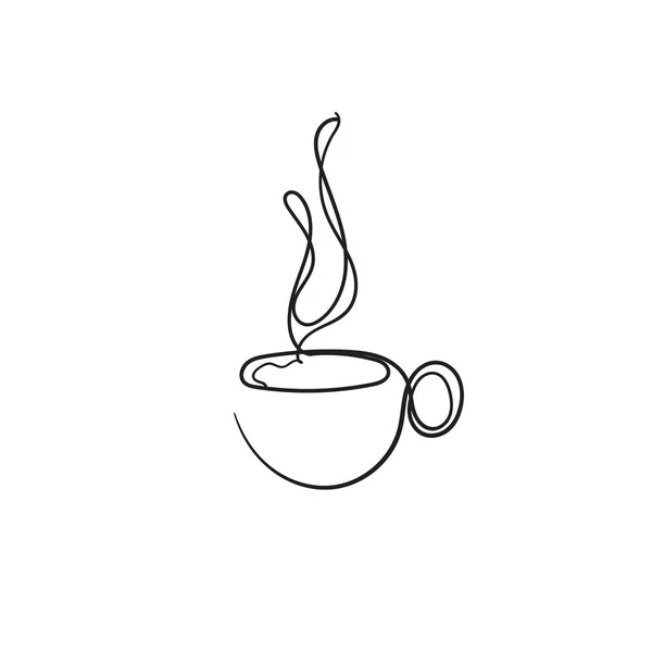 Ручной рисунок Кофе иконка векторный дизайн шаблон с одной линии стиль изолированный фон — стоковый вектор