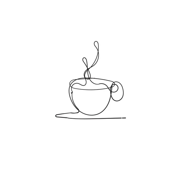 Hand drawn Coffee icon vector design template with one line style isolated background — Stock Vector