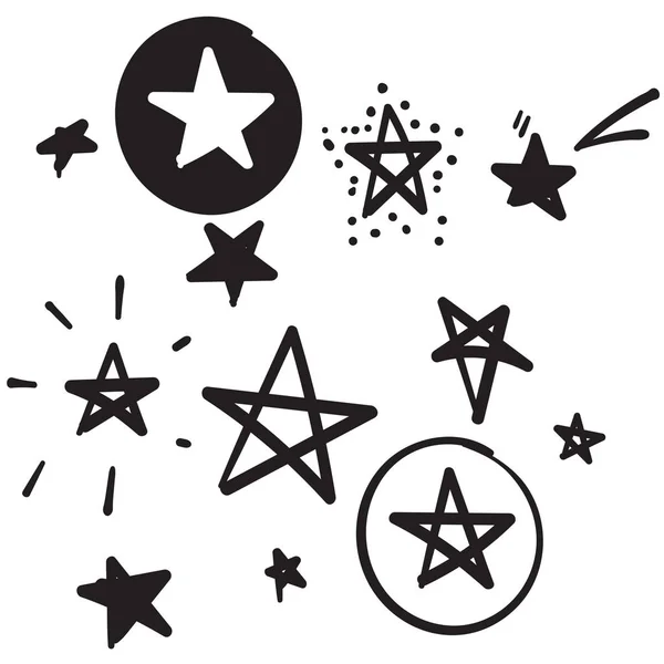 Doodle Star Sammlung isolierten Hintergrund — Stockvektor