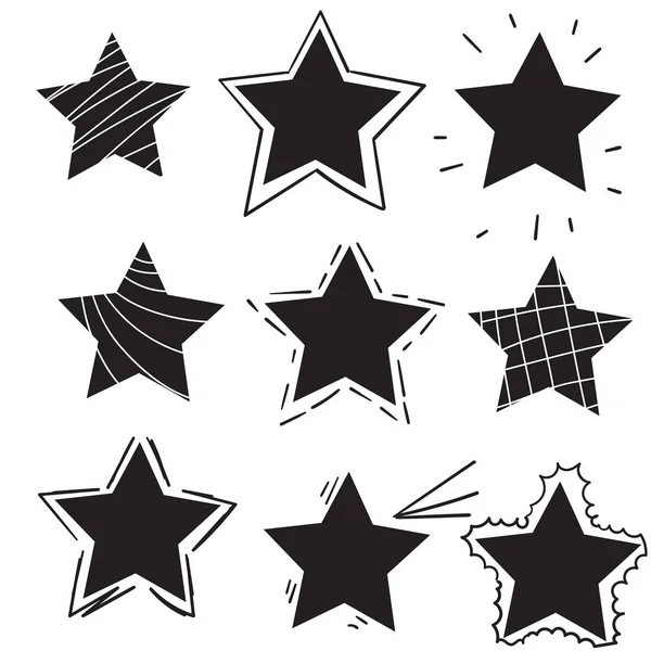 Doodle star collection fond isolé — Image vectorielle