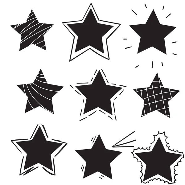 Doodle colección estrella fondo aislado — Vector de stock