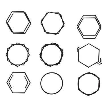 El çizimi Çerçeve İnce Çizgisi Davet Dekorasyonu veya diğer tasarım için. Geometrik Çerçeve karalamasının vektör illüstrasyonu