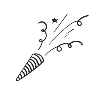 Konfeti parti için patladı ve karalama tarzı vektör ile sürpriz illüstrasyon