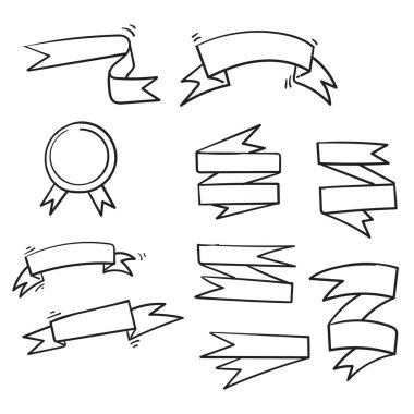 el çizimi kurdele koleksiyonu karikatür biçimi vektörü