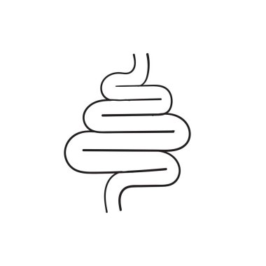 El yapımı bağırsaklar. Doğrusal simgeyi karala. beyaz üzerine izole