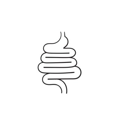 El yapımı bağırsaklar. Doğrusal simgeyi karala. beyaz üzerine izole