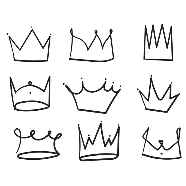 Hand drawn Crown logo graffiti icon with Black elements isolated on white background. Vector illustration. — Stock Vector