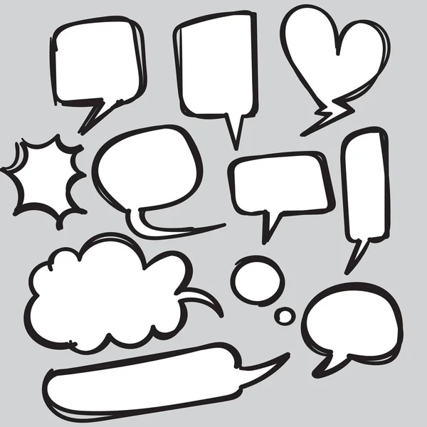 Collection of Hand drawn set of speech bubbles. Doodle element. Vector illustration. cartoon — Stock Vector